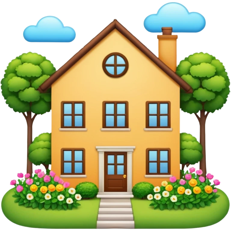 a home which has garden like and the home has slack emoji, emoji