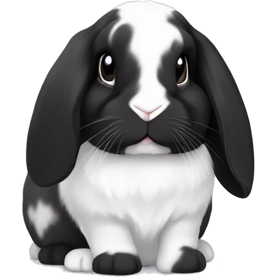 Black and white spot holland lop rabbit emoji