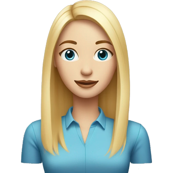 blond straight medium length hair thin woman with blue eyesholding book emoji
