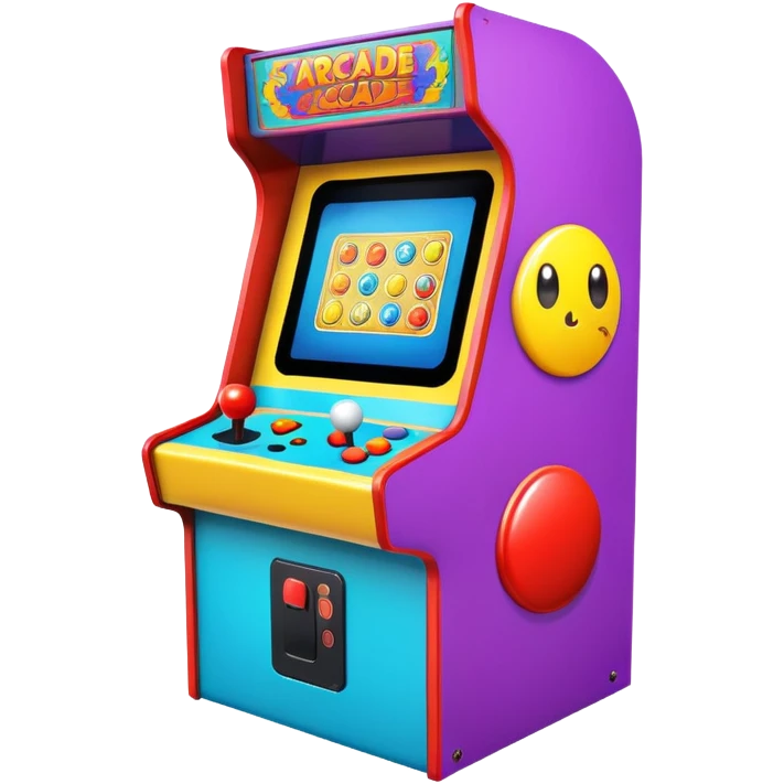 A colorful classic arcade cabinet with joystick and buttons emoji
