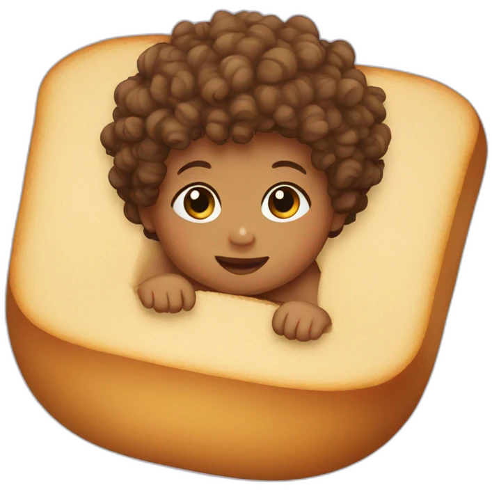 baby with curly hair and bread emoji