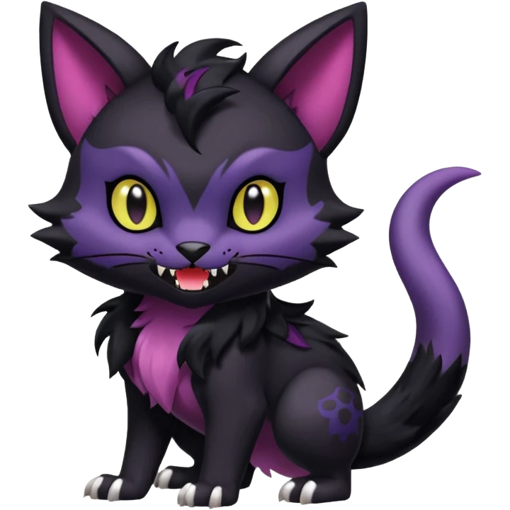 Black batty vampiric scary spooky dark dusky gloomy cute handsome beautiful pretty Liepard-Noibat-Delcatty-Pokémon-fusion emoji