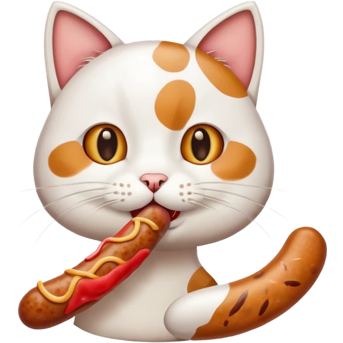Cat eating a sausage emoji