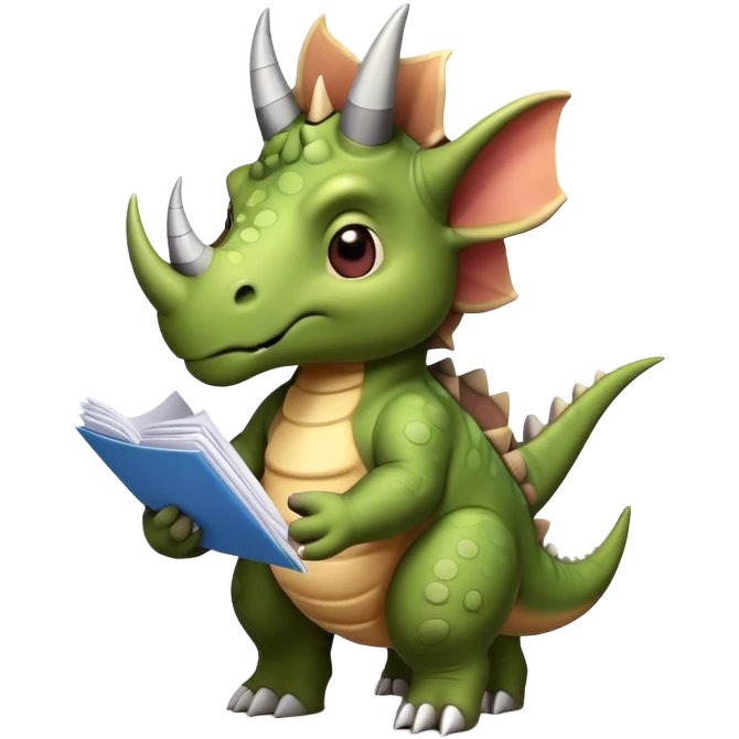 triceratops with a lot of papers emoji