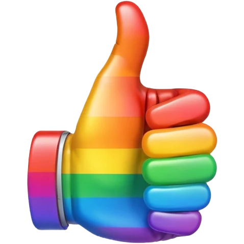 rainbow colored thumbs up emoji
