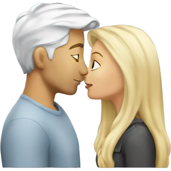 Blonde kissing gray hair white man emoji