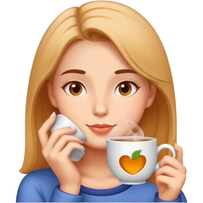 girl sipping tea with a relaxed expression emoji