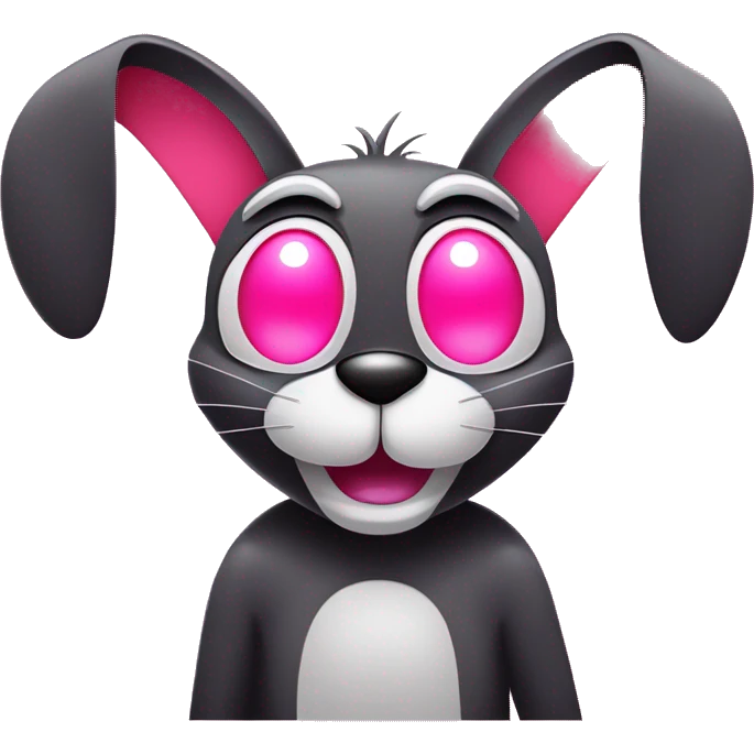 Cartoon in bright neon colours with pale pink red eyes happy chill eyes half open, in the style of Disney and loony tunes bugs bunny vector art clipart emoji
