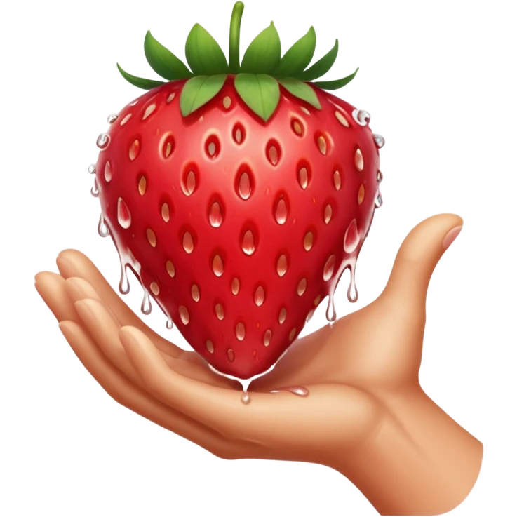 Strawberry dripping water with fingers emoji