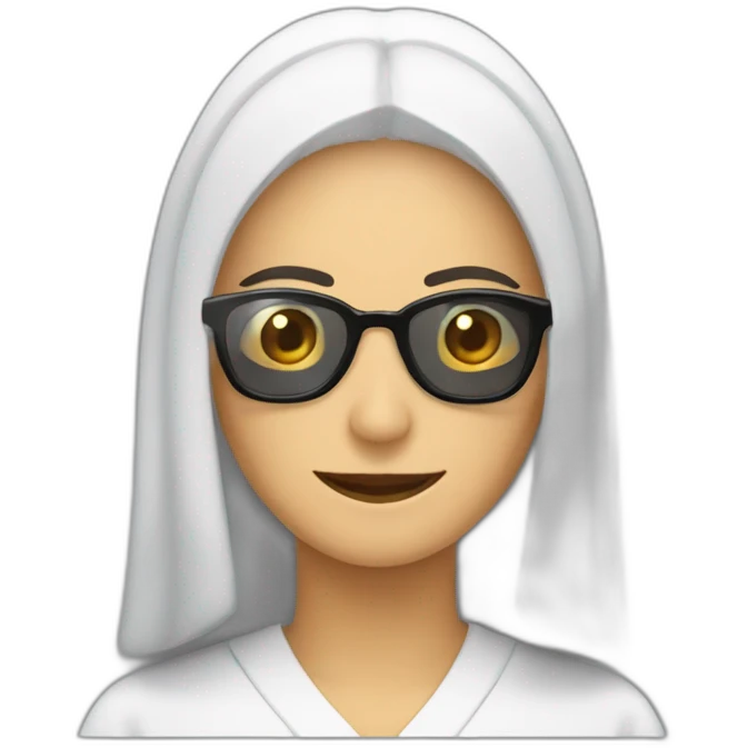 Monja feliz con gafas emoji