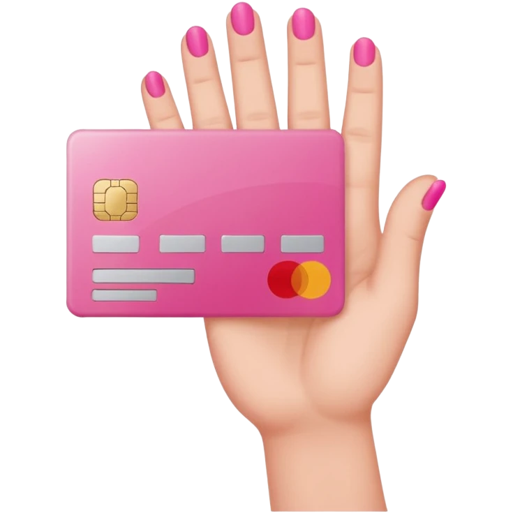 cree une main avec 5 doigts qui tien une carte de crédit 💳 rose emoji