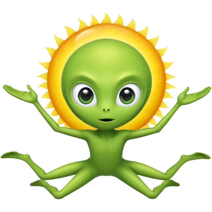Green alien flying around the sun emoji