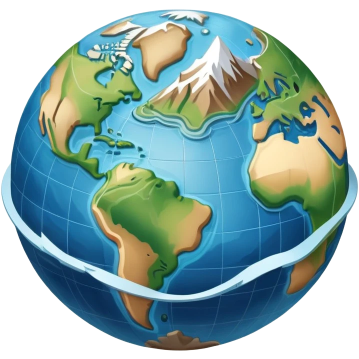 an icon featuring an earth with attitude and longitude lines, a textbook, and a topographic map, symbolizing geography as a science. The design includes a compass, mountain ranges, and rivers, representing the study of Earth's features and landscapes. Transparent background highlights geography. emoji