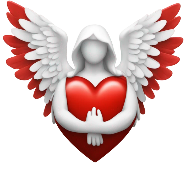 Red heart with white archangel wings emoji