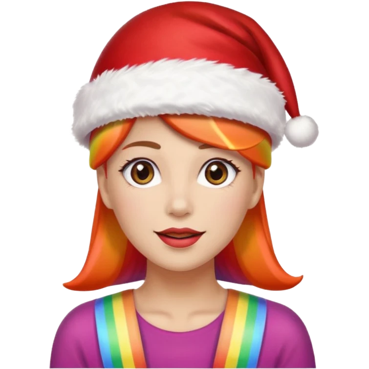 women santa with party cap rainbow cap 
   emoji