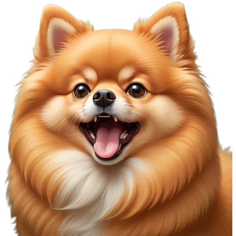 Cinematic Cute Yawning Orange Pomeranian Portrait Emoji, Head tilted slightly with a dramatic, wide-open yawn, showcasing a soft, fluffy orange Fur with a subtle shimmer, floppy ears slightly drooping, round brown eyes barely open in drowsy contentment, Simplified yet irresistibly adorable features, highly detailed, glowing with a soft, cozy glow, high shine, relaxed yet expressive, stylized with a touch of whimsy, bright and endearing, soft glowing outline, capturing the essence of a sleepy yet affectionate companion, so drowsy it feels like it could stretch right out of the screen and curl up for a nap! emoji