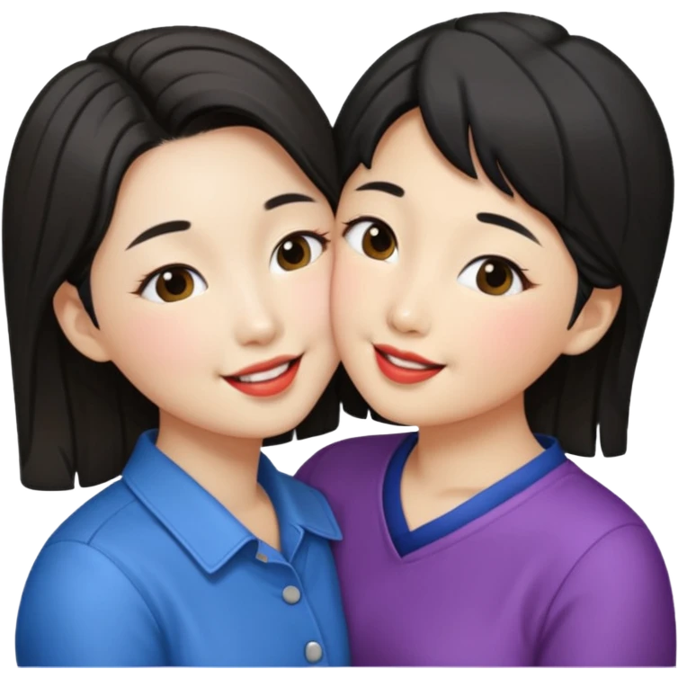 Korean lesbians, kissing emoji