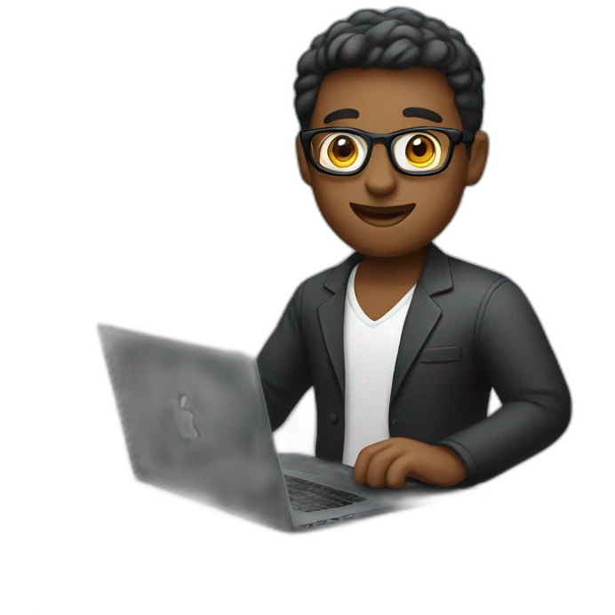 A marketer with a black macbook emoji