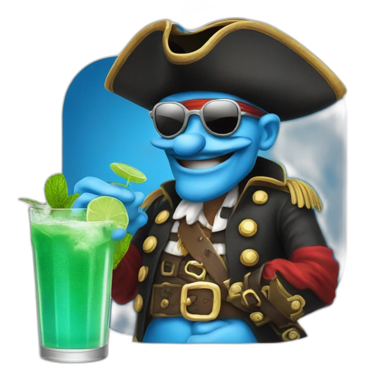 pirate Papa Smurf drinking mojito emoji