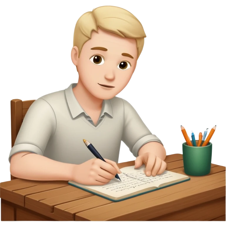 white man writing at a table emoji