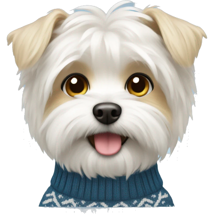 white morkie dog with sweater emoji