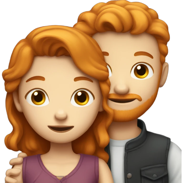 Ginger boy and brunette girl couple hugging emoji