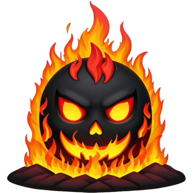 hell view with Red and black with fire, devily emoji