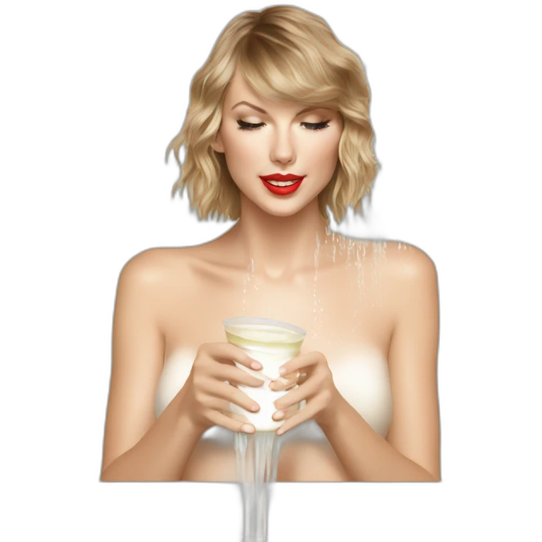 Taylor swift enjoying milk shower emoji