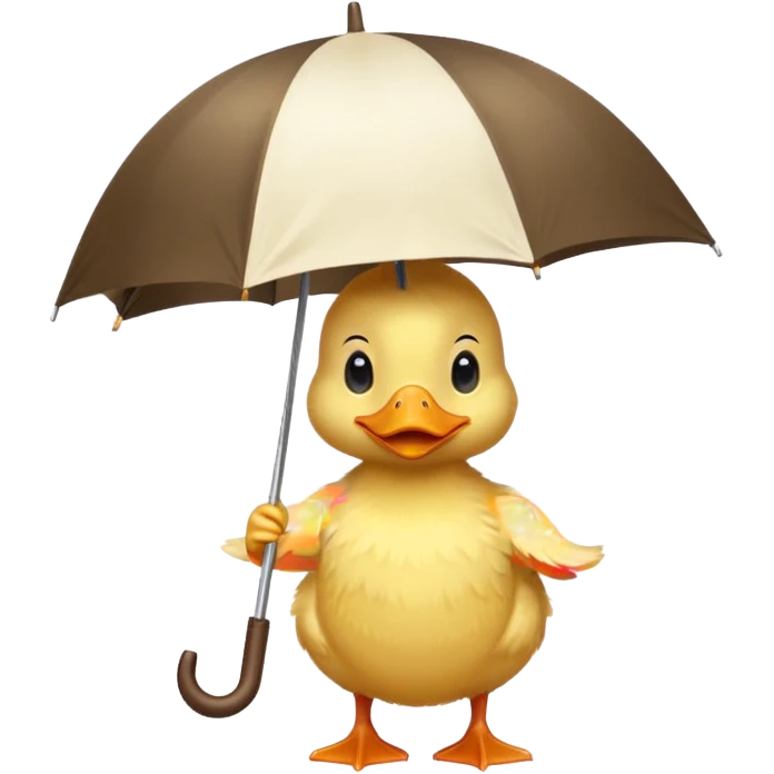 baby Duck holding white umbrella emoji