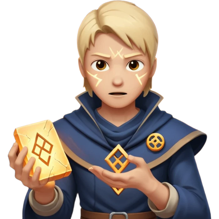 A character slamming a glowing rune tablet, cracks spreading outward mid-impact emoji