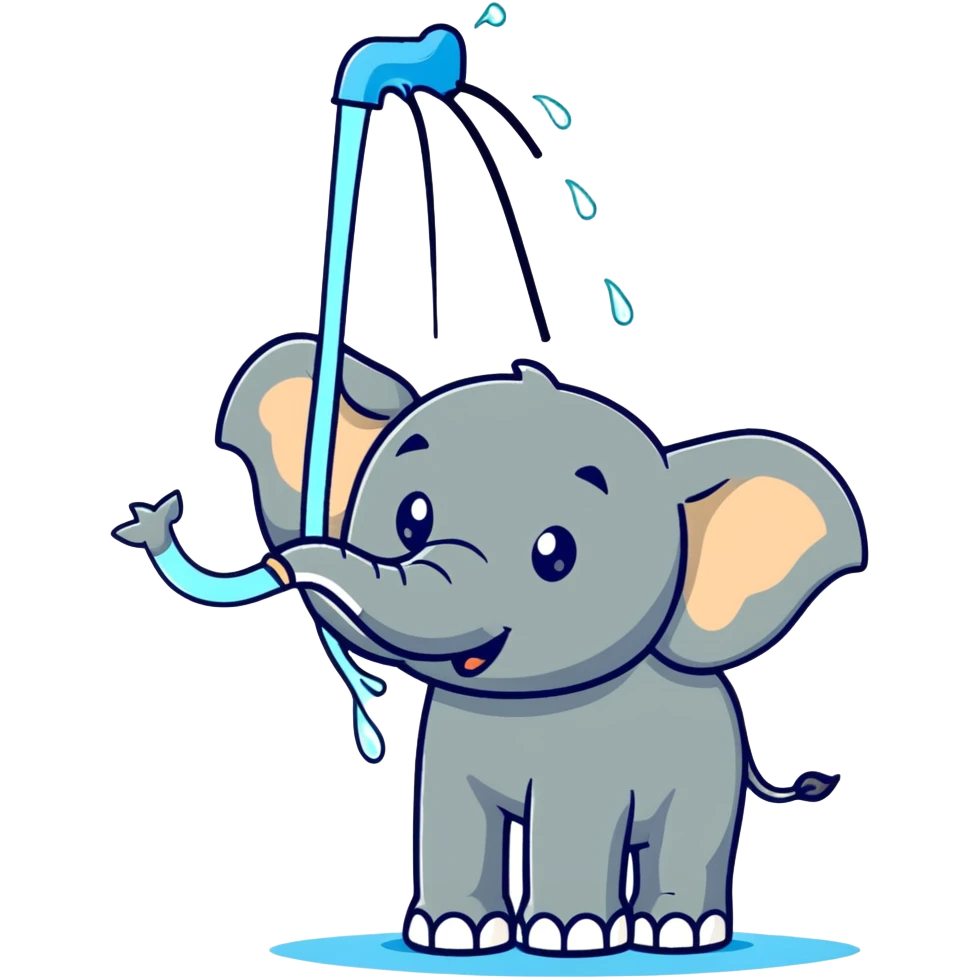 cartoon elephant spraying water from trunk emoji