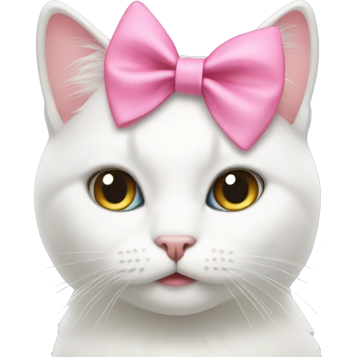 A white cat with a pink bow emoji