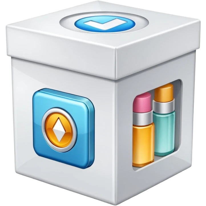 box with beauty products label and a reload icon in right upper corner emoji