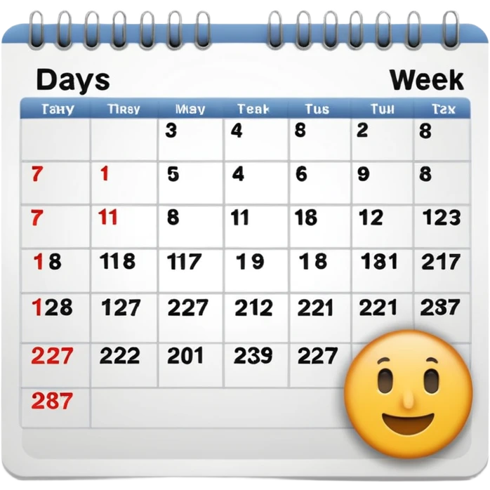 Calendar with 7 days per week emoji