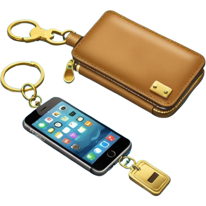 keys with wristlet and two wallets and phone lost in river emoji