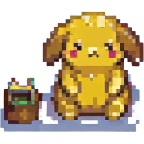 Pompompurin sitting pixel art emoji