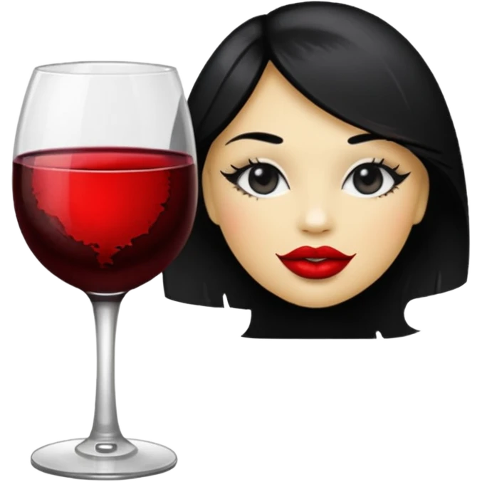 Black color background with wine glass and lipstick stain emoji