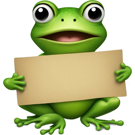 Frog holding a sign stating, "UR good" emoji