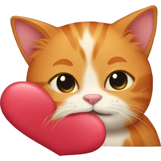 ginger cat holding a heart  emoji