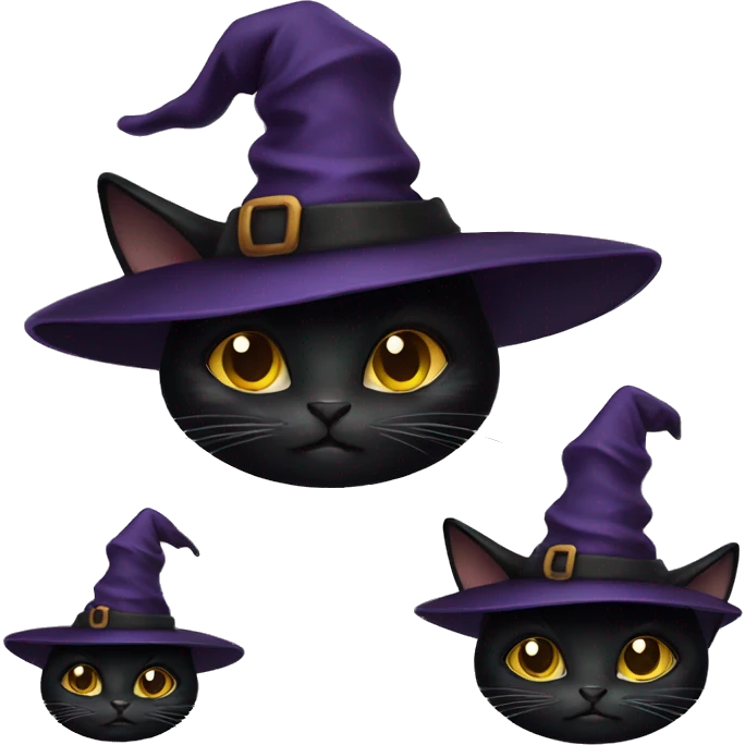 black cat with witch hat emoji