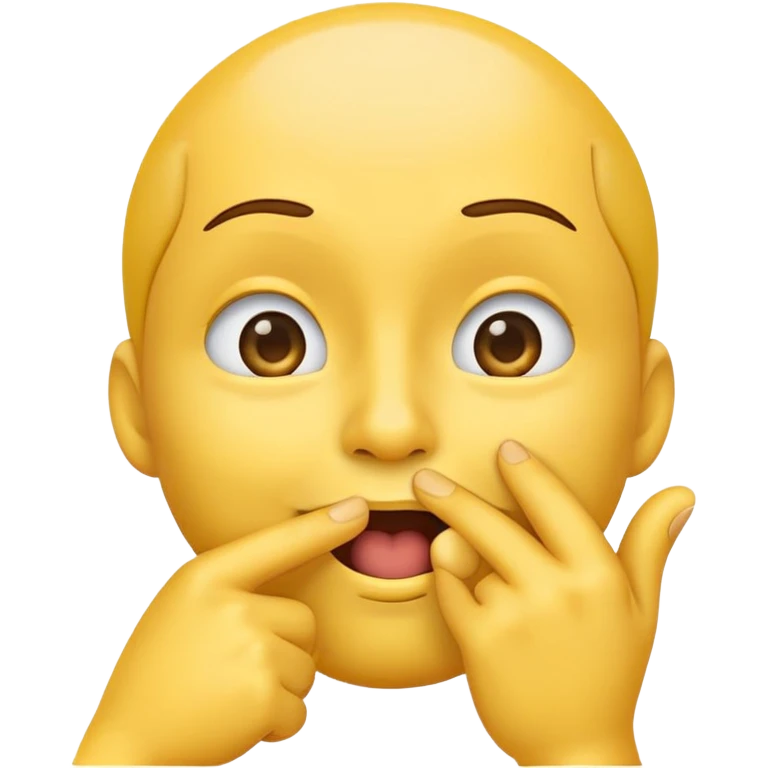 emoji face making shush gesture with finger on lips, other hand pointing at jaw, pressing cheekbones emoji