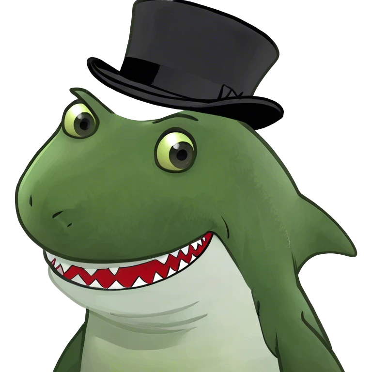 Shark with a top hat emoji