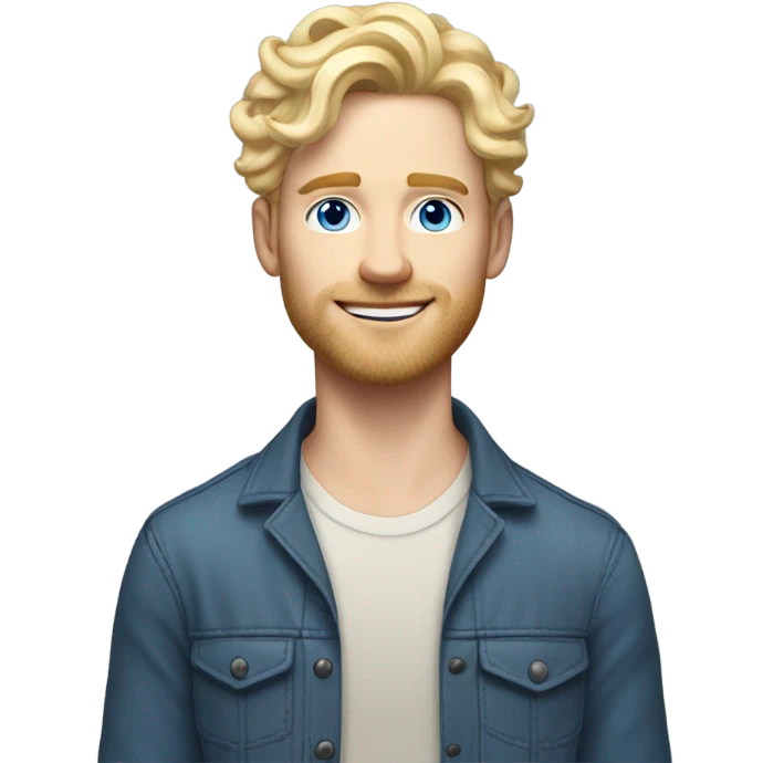 full body light curl blonde 30yo man blue eyed pale skin emoji