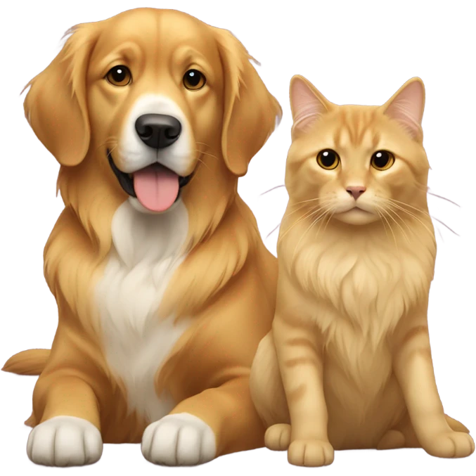 cat next to the golden retriver emoji