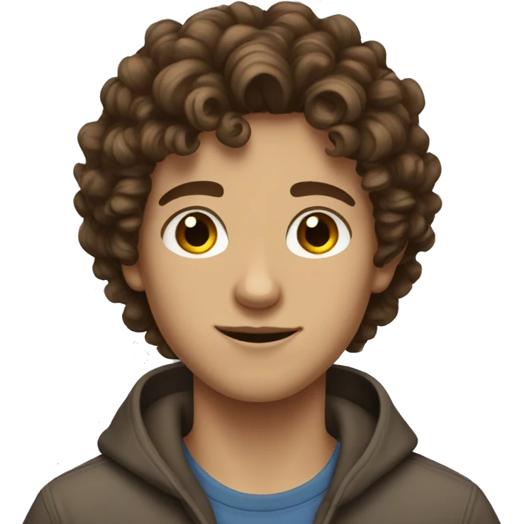 teenage boy curly brown hair and brown eyes emoji