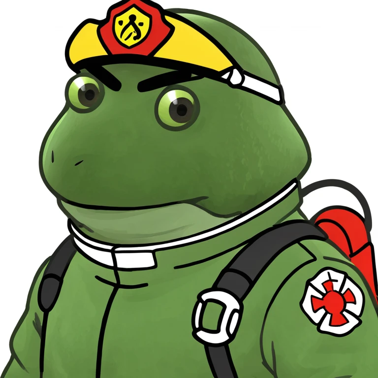 bufo in a fir fighter suit emoji