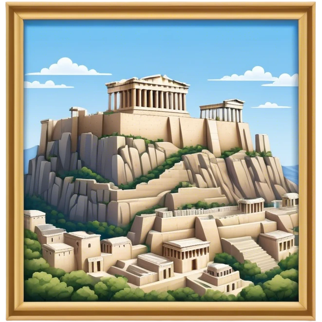 Cinematic Realistic Acropolis Landmark Emoji, showcasing ancient ruins set against a clear sky rendered with intricate detail and timeless lighting. emoji