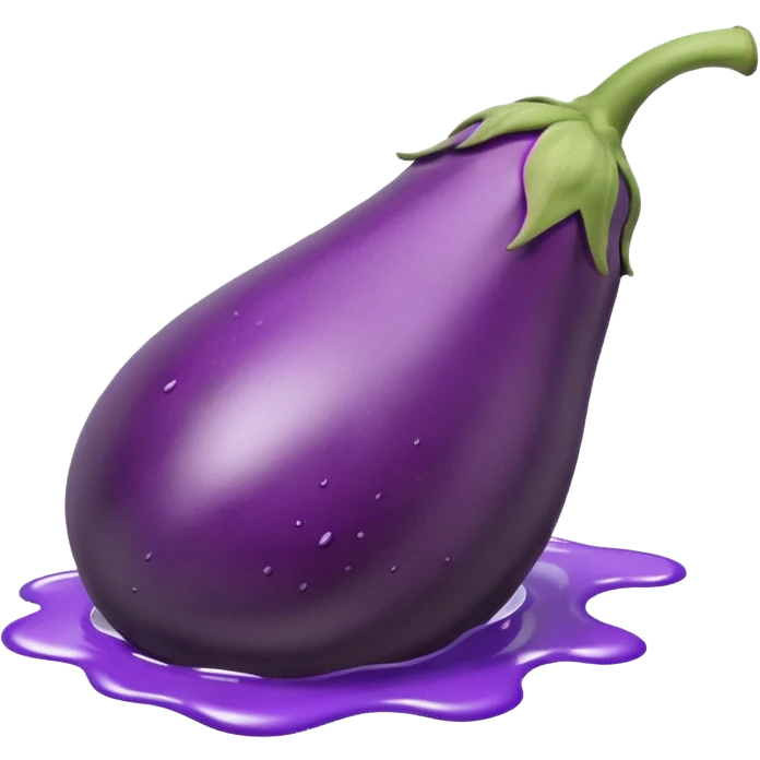 Eggplant in white paint puddle  emoji
