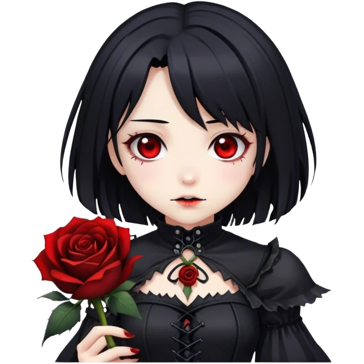 Bloody black rose anime gothic beautiful gorgeous cool edgy bat-vampiric lady  emoji