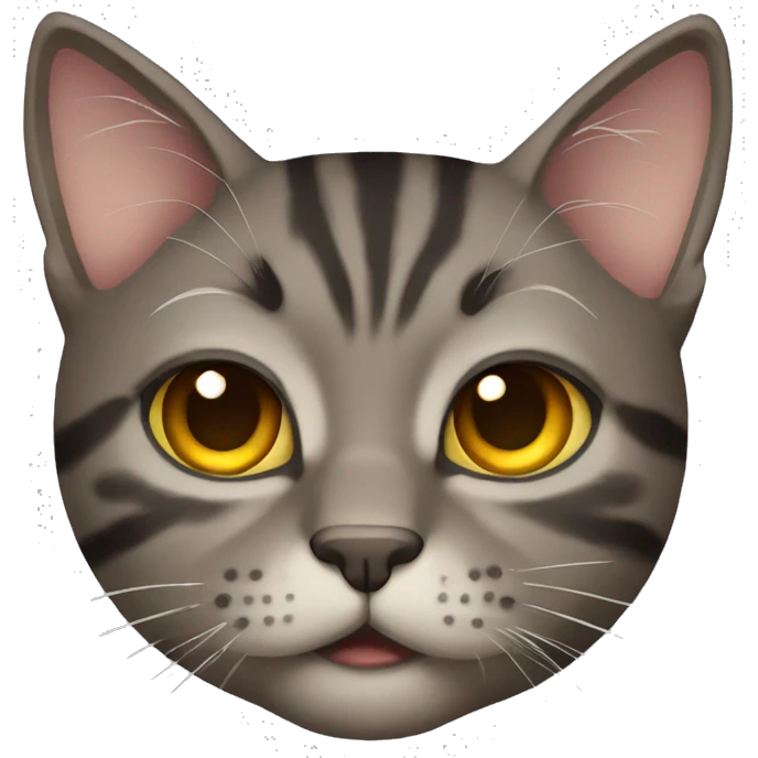 Dark tabby cat with squinted eyes emoji